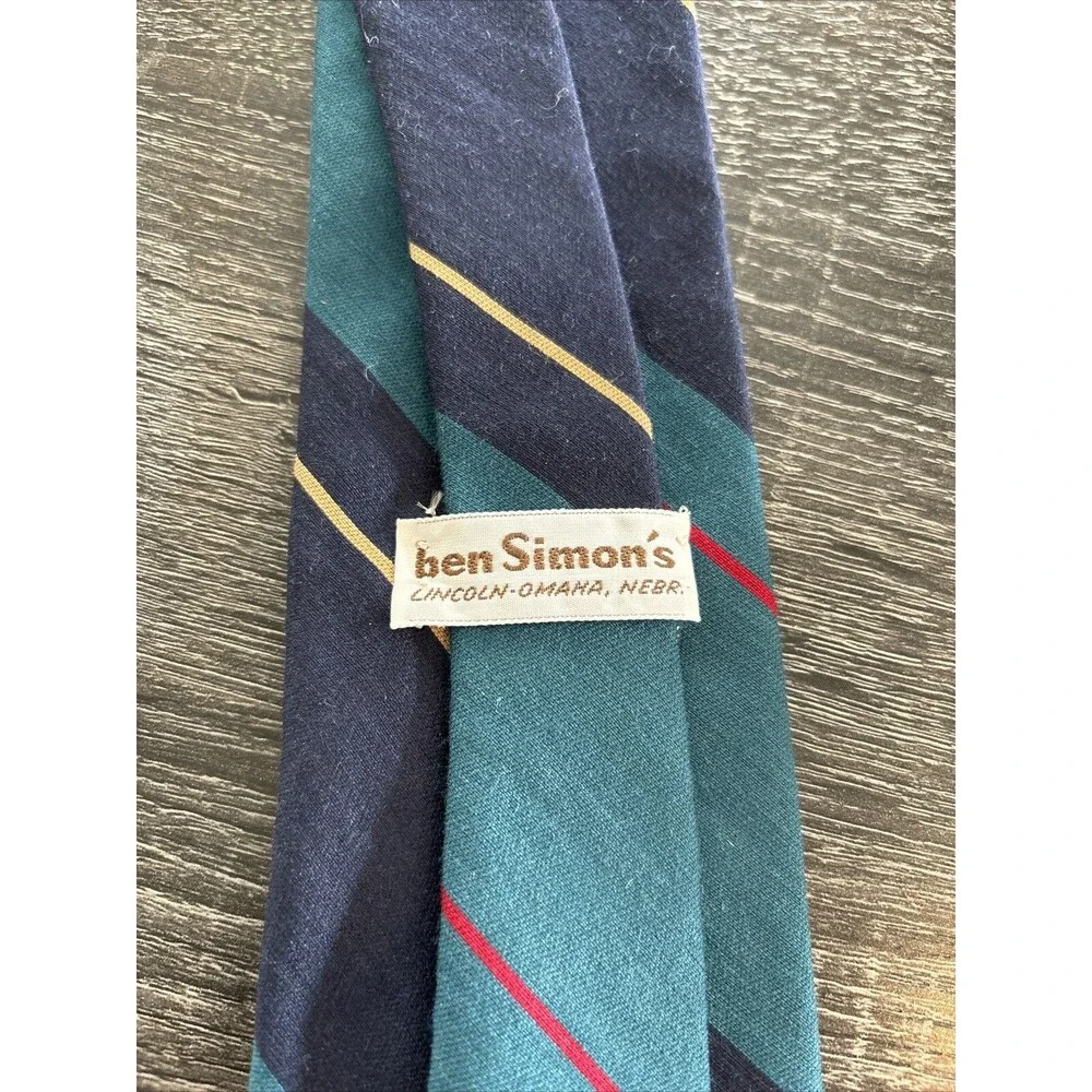 Ben Simon’s Vintage Silk Tie Striped Necktie Lincoln Omaha Nebraska USA Flaws